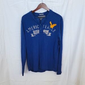 Blue Long Sleeve Henley Shirt